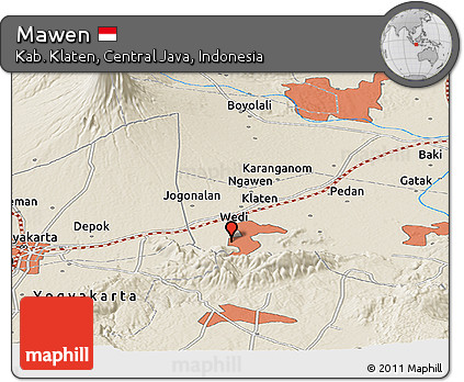 Shaded Relief Panoramic Map of Mawen