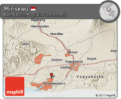 Shaded Relief Panoramic Map of Mirisewu