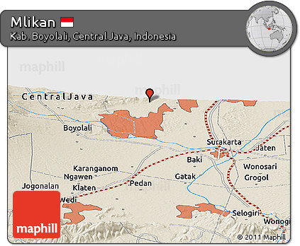 Shaded Relief Panoramic Map of Mlikan