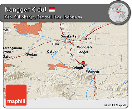 Shaded Relief Panoramic Map of Nangger Kidul