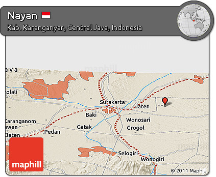 Shaded Relief Panoramic Map of Nayan