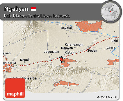 Shaded Relief Panoramic Map of Ngaliyan