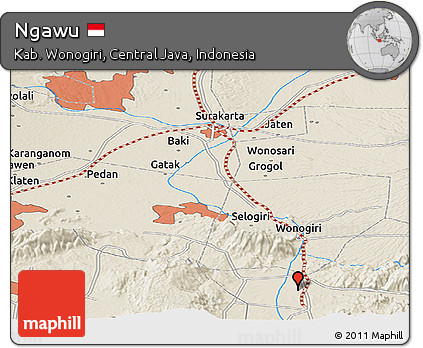 Shaded Relief Panoramic Map of Ngawu