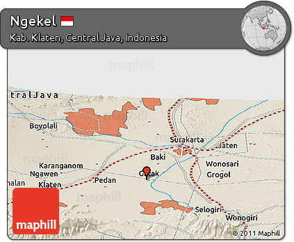 Shaded Relief Panoramic Map of Ngekel