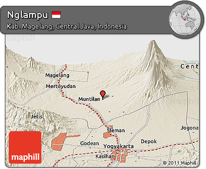 Shaded Relief Panoramic Map of Nglampu