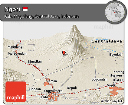 Shaded Relief Panoramic Map of Ngori
