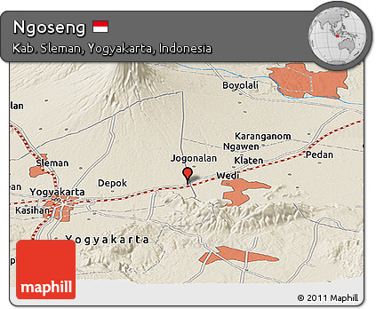 Shaded Relief Panoramic Map of Ngoseng