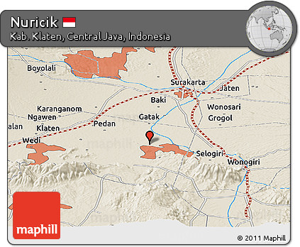 Shaded Relief Panoramic Map of Nuricik