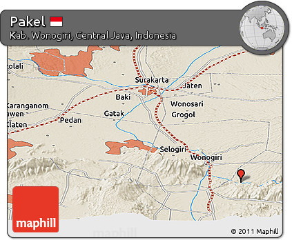 Shaded Relief Panoramic Map of Pakel