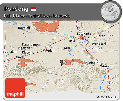 Shaded Relief Panoramic Map of Pondong