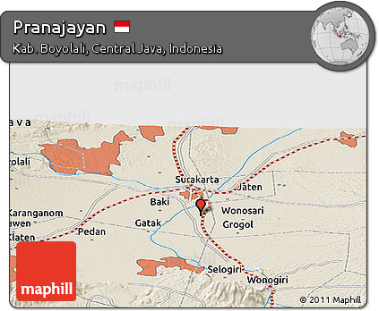 Shaded Relief Panoramic Map of Pranajayan