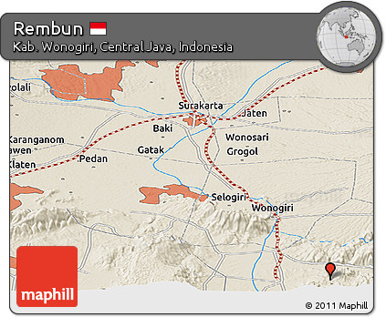 Shaded Relief Panoramic Map of Rembun