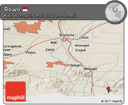 Shaded Relief Panoramic Map of Rowo