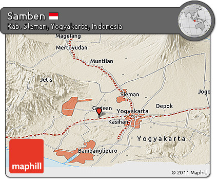 Shaded Relief Panoramic Map of Samben
