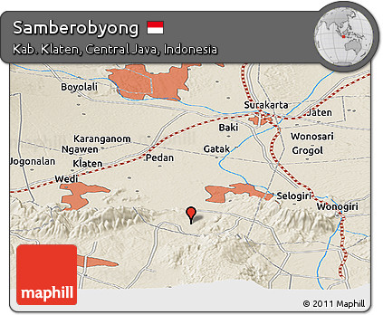Shaded Relief Panoramic Map of Samberobyong