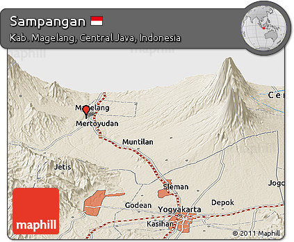 Shaded Relief Panoramic Map of Sampangan