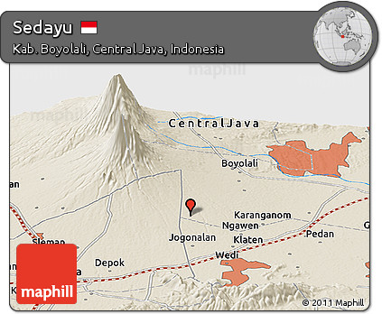 Shaded Relief Panoramic Map of Sedayu
