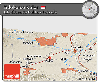 Shaded Relief Panoramic Map of Sidokerso Kulon