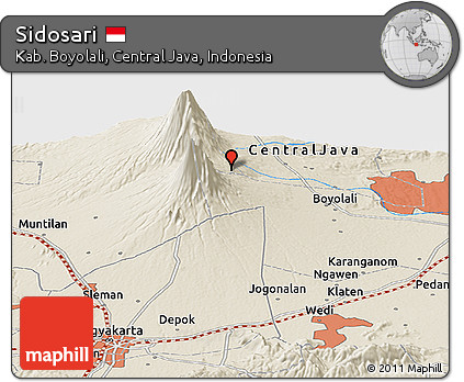 Shaded Relief Panoramic Map of Sidosari