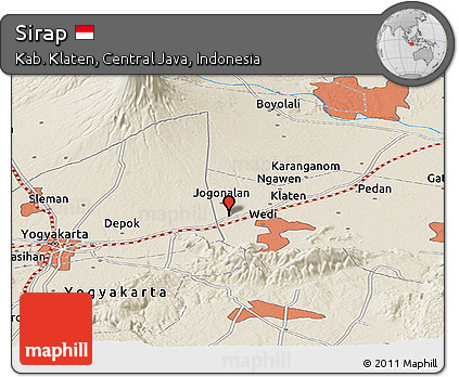 Shaded Relief Panoramic Map of Sirap