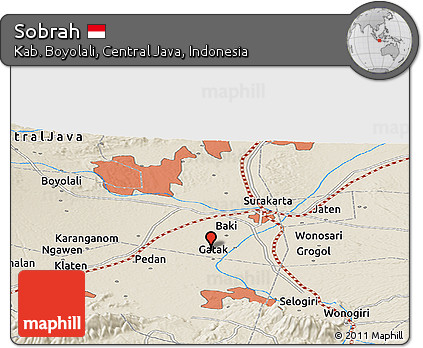 Shaded Relief Panoramic Map of Sobrah