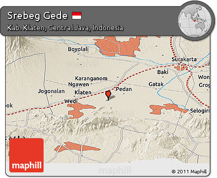 Shaded Relief Panoramic Map of Srebeg Gede