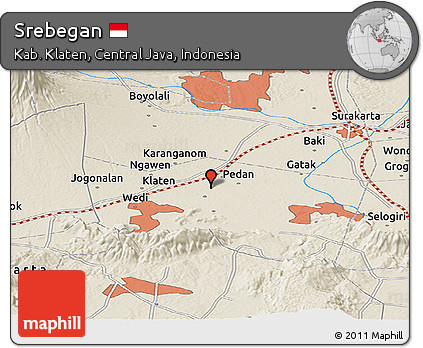 Shaded Relief Panoramic Map of Srebegan