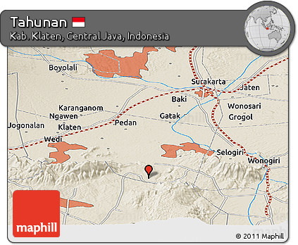 Shaded Relief Panoramic Map of Tahunan