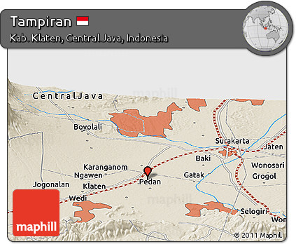 Shaded Relief Panoramic Map of Tampiran