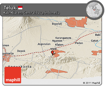 Shaded Relief Panoramic Map of Teluk