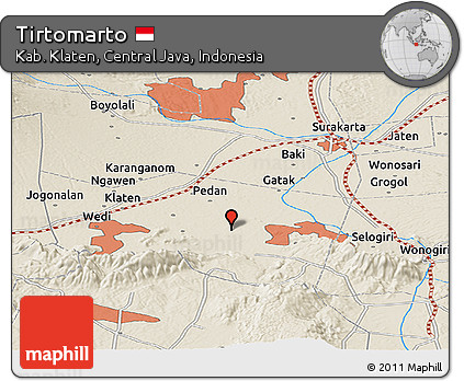 Shaded Relief Panoramic Map of Tirtomarto