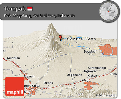 Shaded Relief Panoramic Map of Tompak