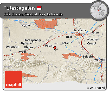 Shaded Relief Panoramic Map of Tulastegalan