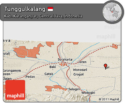 Shaded Relief Panoramic Map of Tunggulkalang