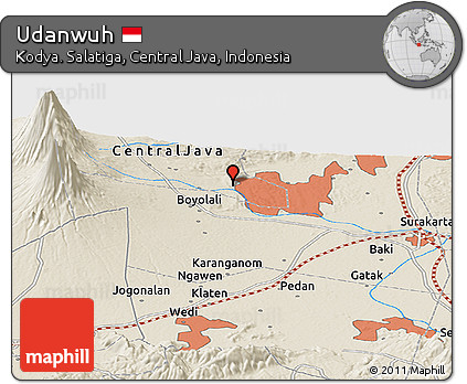 Shaded Relief Panoramic Map of Udanwuh