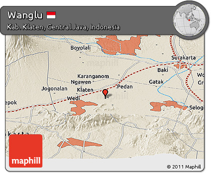 Shaded Relief Panoramic Map of Wanglu