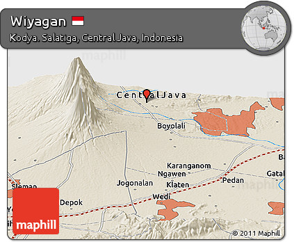 Shaded Relief Panoramic Map of Wiyagan
