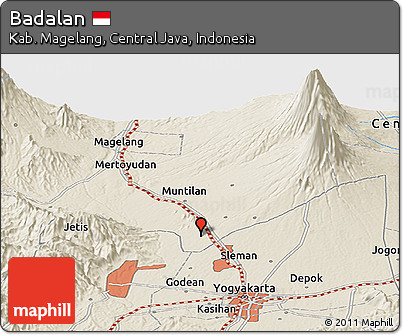 Shaded Relief Panoramic Map of Badalan