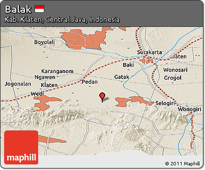 Shaded Relief Panoramic Map of Balak