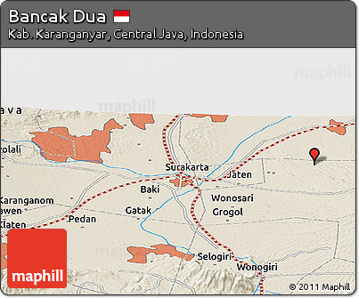 Shaded Relief Panoramic Map of Bancak Dua