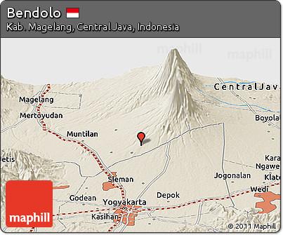 Shaded Relief Panoramic Map of Bendolo