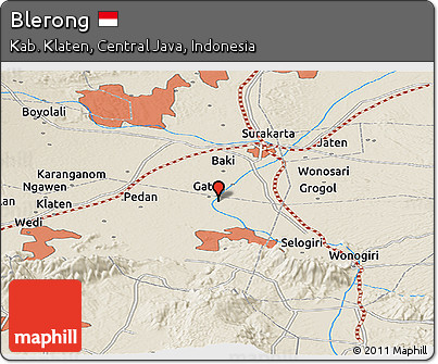 Shaded Relief Panoramic Map of Blerong