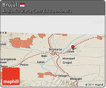 Shaded Relief Panoramic Map of Brujul