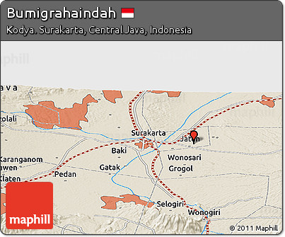 Shaded Relief Panoramic Map of Bumigrahaindah