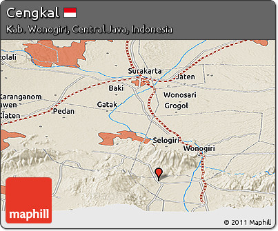 Shaded Relief Panoramic Map of Cengkal