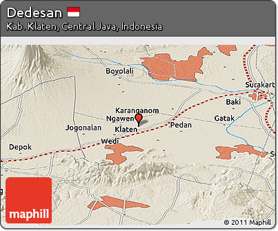 Shaded Relief Panoramic Map of Dedesan