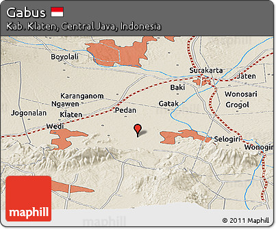 Shaded Relief Panoramic Map of Gabus