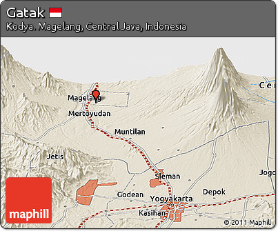 Shaded Relief Panoramic Map of Gatak