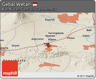Shaded Relief Panoramic Map of Gebal Wetan