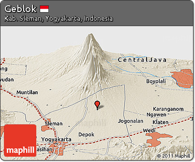 Shaded Relief Panoramic Map of Geblok